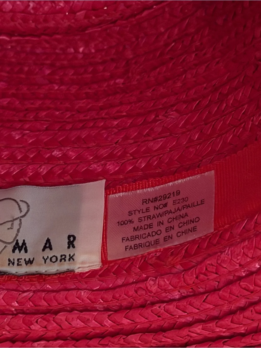 Betmar New York Womens Red Straw Hat W/ Bow Church Kentucky Derby Outdoor Party